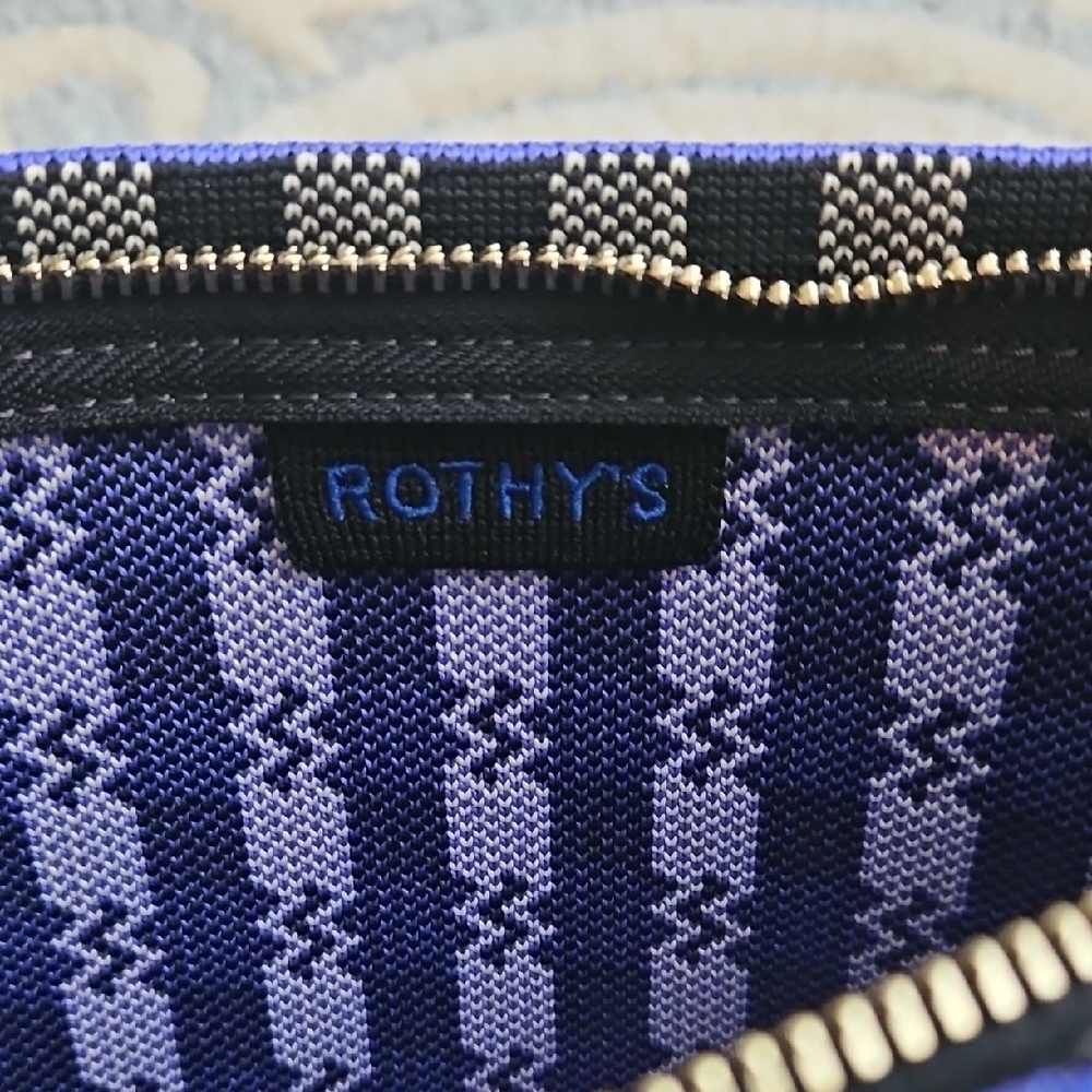 Rothy's Black and White Checkered Bag with Purple Trim - Picture 3 of 3